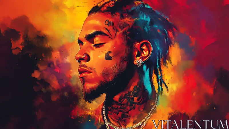 Bold portrait of a calm man in glowing urban neons