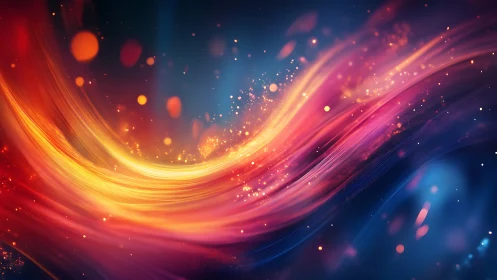 Radiant light trails swirl through a vibrant cosmic stream.