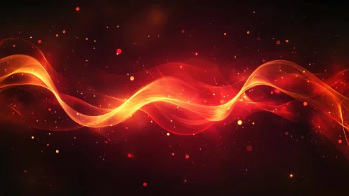 Flowing Fire Wave Across Dark Background