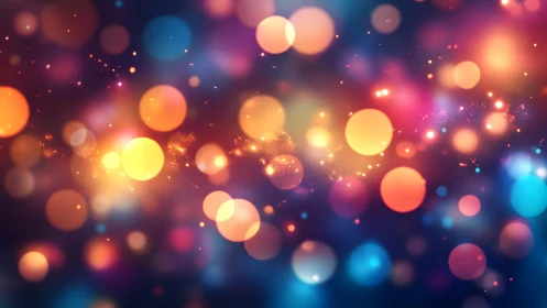 Vibrant bokeh lights in abstract colorful digital art style.