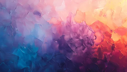 Abstract oil painting with blue, purple, and orange brush strokes.