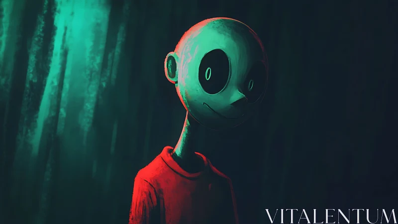 Mint-glow loner boy smiling softly in a painted forest hush.