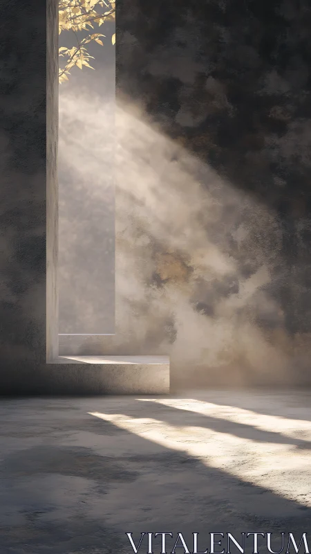 Volumetric daylight through monolithic concrete aperture.