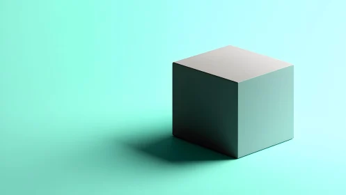 Solitary mint cube casting a quiet shadow in soft light.
