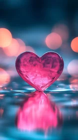 Crystal Heart Form: Luminous 3D Render with Bokeh Depth.