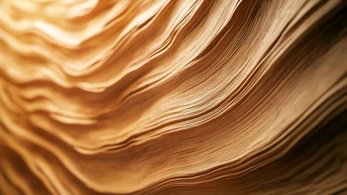 Golden waves of paper unfold in a gentle, flowing rhythm