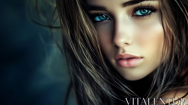 Intense teal-eyed portrait glows in moody cinematic light