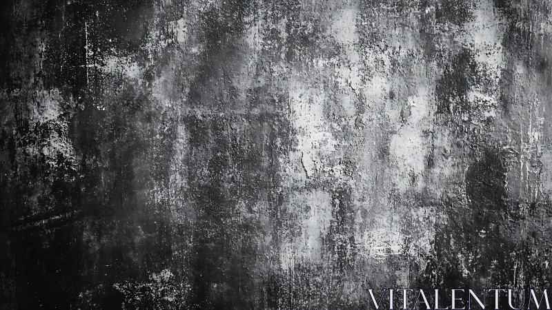 Monochrome textured surface displays irregular distressed pattern