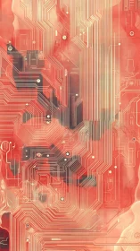 Coral circuitry matrix over luminous abstract gradient background.