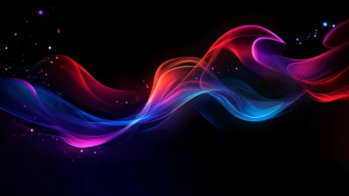 Luminous neon ribbons flow across deep cosmic darkness.