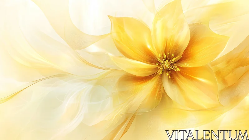 Golden abstract flower with soft flowing light petals.