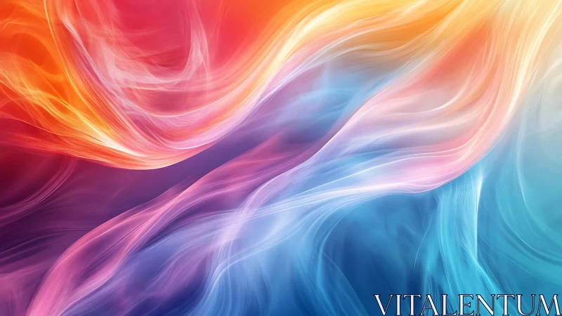 Flowing Rainbow Light Ribbons Dance Through Luminous Space