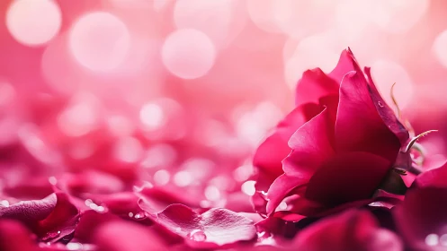 Crimson petals bloom in luminous reverie.