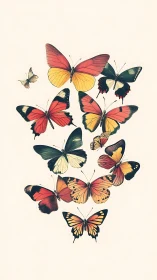 Symmetrical butterfly plate shows varied wing morphologies and hues