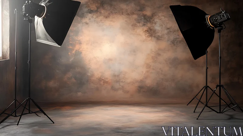 Inviting studio lights softly frame a warm painted backdrop