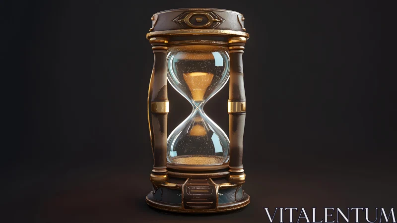 Ornate Hourglass with Gold Detailing in Dramatic Lighting.