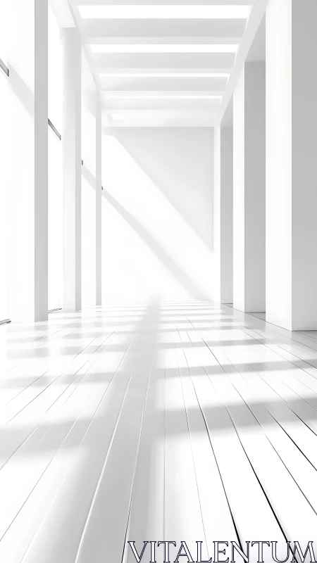 Minimalist Architectural Corridor with Linear Perspective and Directional Lighting