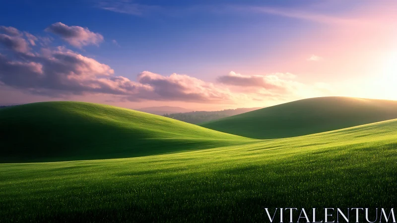 Radiant parametric grassland under volumetric dawn illumination.