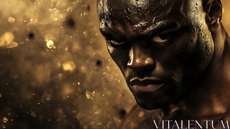 Fierce athlete stares down camera in molten golden haze