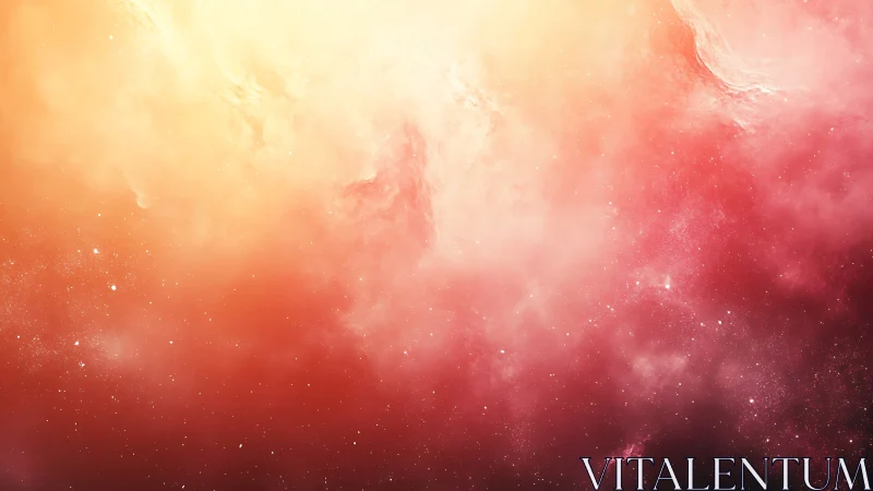 Radiant red nebula cloud glows across deep star field