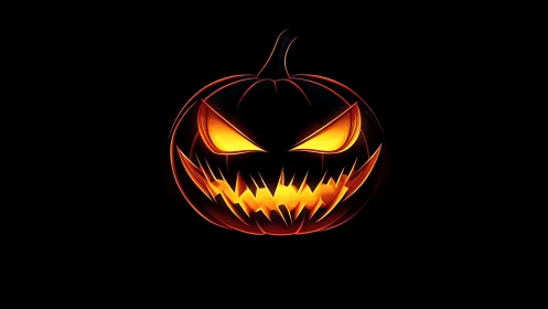Luminous vector jack o lantern with stylized angular carve glow.