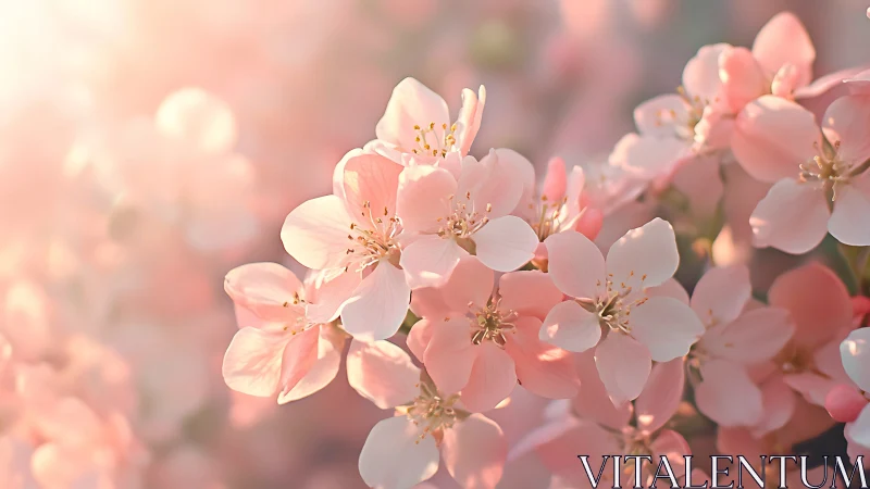 Cherry Blossom Cluster with Soft Focus Bokeh Background