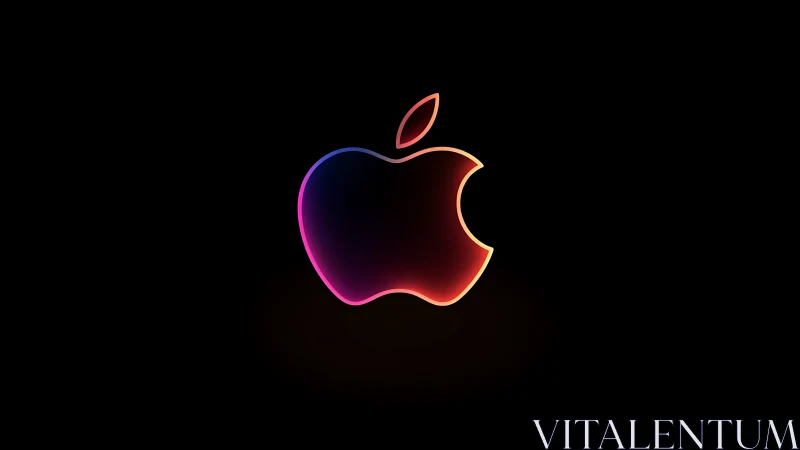 Apple-shaped neon gradient logo is centered on black field