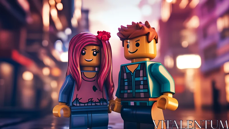 Two LEGO Characters in Urban Lighting Setting.