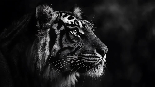 Quiet strength in monochrome: tiger caught in soft light.