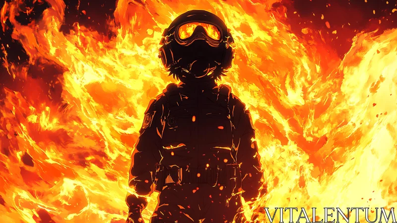 Firefighter in Intense Blaze.