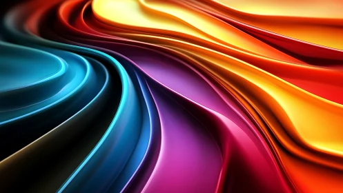 Curved multicolor metallic ribbons form fluid, high-gloss wave surfaces