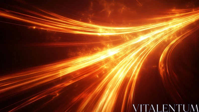 Radiant golden energy streams abstract digital art background.