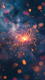 Macro bokeh photograph of burning handheld sparkler ignition
