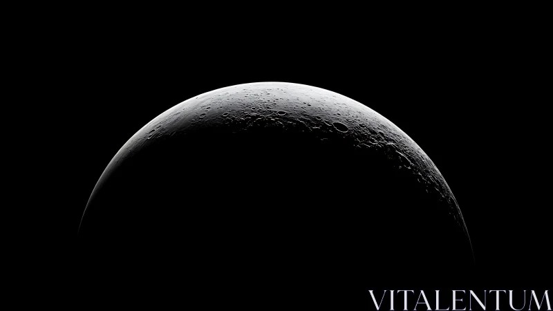 Silent lunar horizon curves into the calm, endless dark