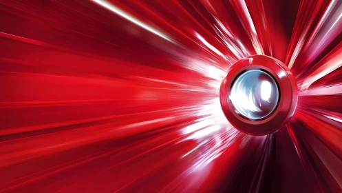 Futuristic red lens with dynamic light burst in abstract style.