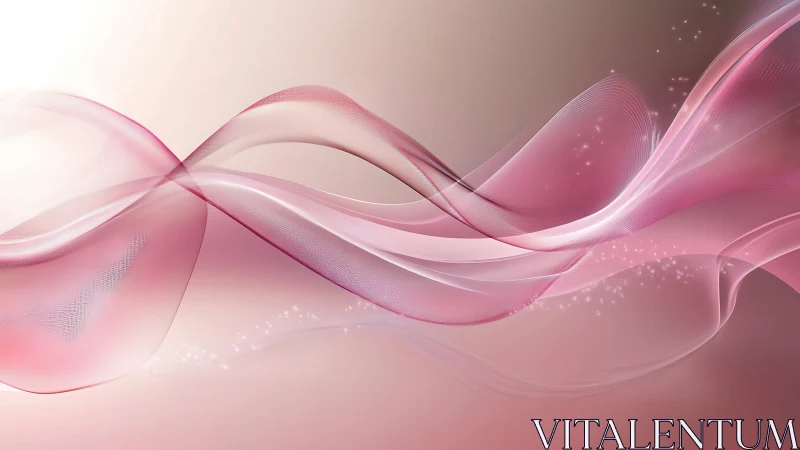 Silken pink soundwaves drift softly through luminous space