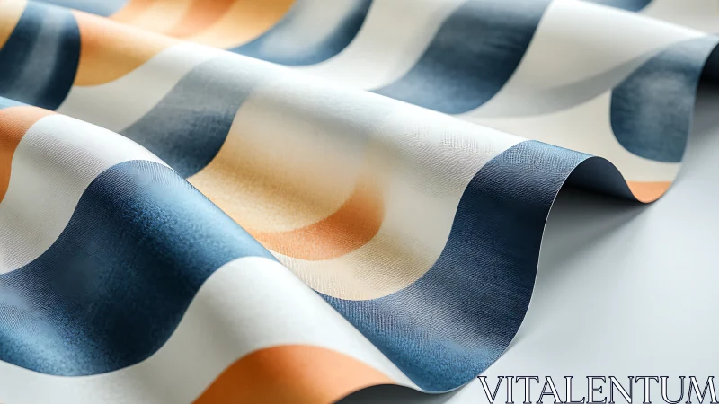 Curved fabric sheet shows retro wave pattern in soft focus