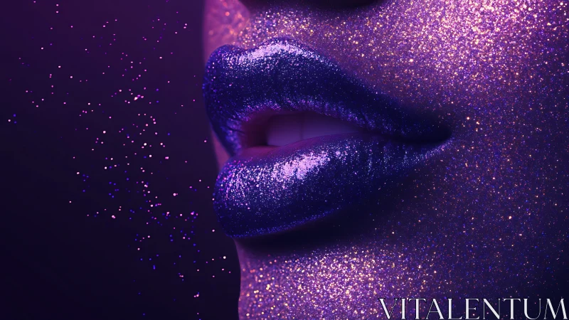 Macro analysis of ultraviolet glitter lips and particulate field.