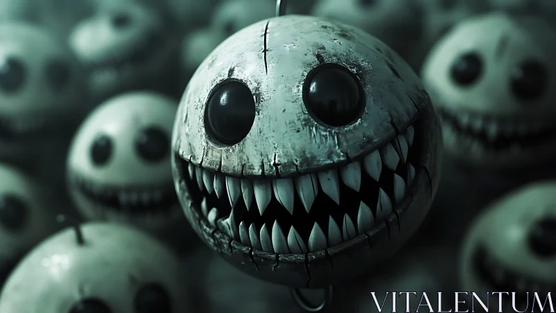 Corroded spherical grin units with clustered dental arrays.