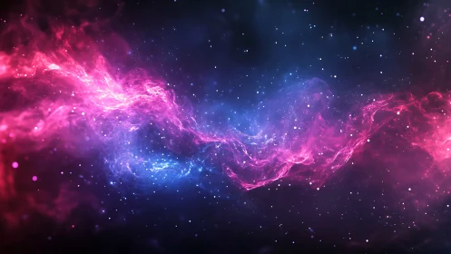 Colorful cosmic nebula stream in deep space background.