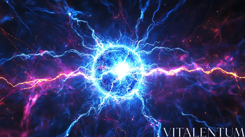 Electrified energy core radiates neon plasma waves in space.