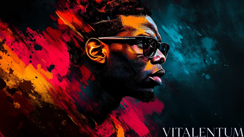 Neon-slashed portrait of a cool figure in blazing motion.