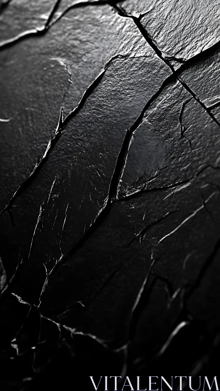 Dark fractured surface with sharp linear cracks in light.