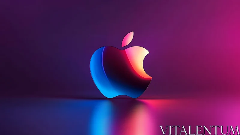 Glowing Apple Silhouette: Neon Dreams in Motion.