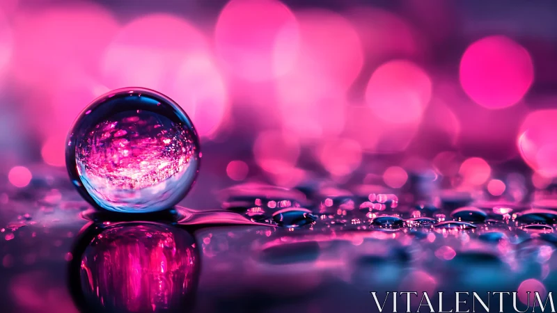 Bubble galaxy pirouettes across neon-pink bokeh tides