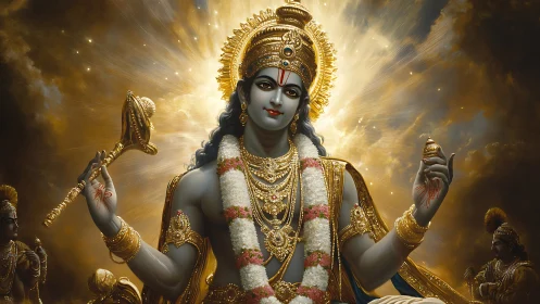 Radiant divine figure crowned in gold and gentle light.