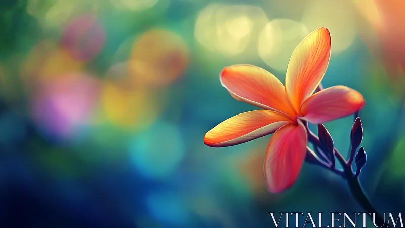 Red-Orange Flower with Soft Bokeh Background.