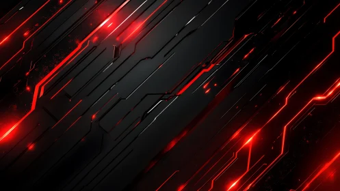 Futuristic black and red abstract tech background with glowing lines.