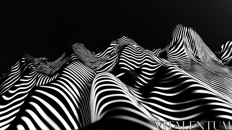 Monochrome striped topography forms abstract parametric dunes
