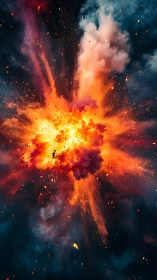 High-intensity fireball explosion with multicolor shock cloud